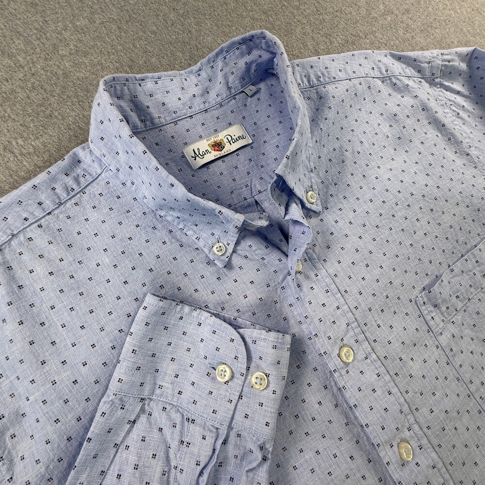 Alan Paine England Blue Micro-Dot Button-Up Shirt